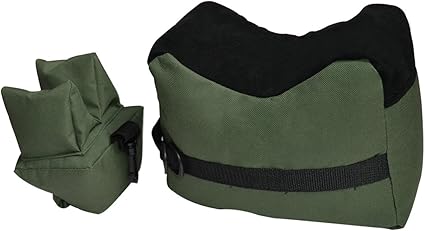 El Latinaric Saco de Tiro es un conjunto de sacos de apoyo para armas de aire comprimido que evitan ruido y protegen contra arañazos. Se pueden usar en cualquier lugar de forma segura y fácil, y se pueden llenar con arena, arroz, etc. Incluye un cojín delantero y uno trasero con cierre de velcro.