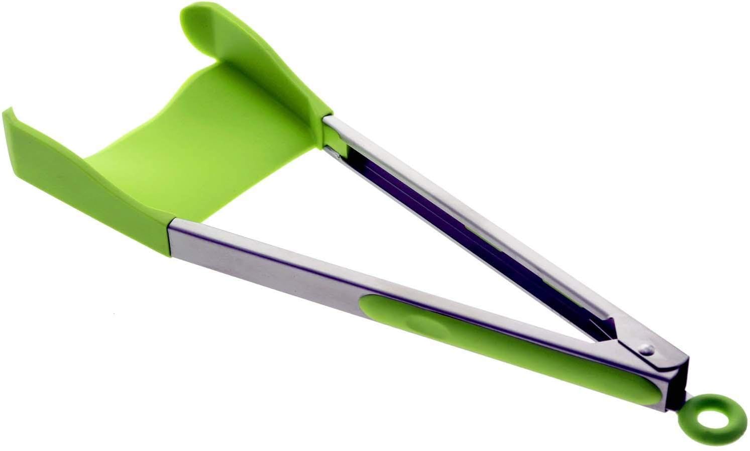 Liying2 in 1 Silicone Spatula and Tongs Kitchen Tools,As Seen on TV,12'' Food Spatula and Tongs with Locking Clip,Stainless Steel Frame,BBQ Tongs Non-stick,Easy Clean, Compact, Ergonomic