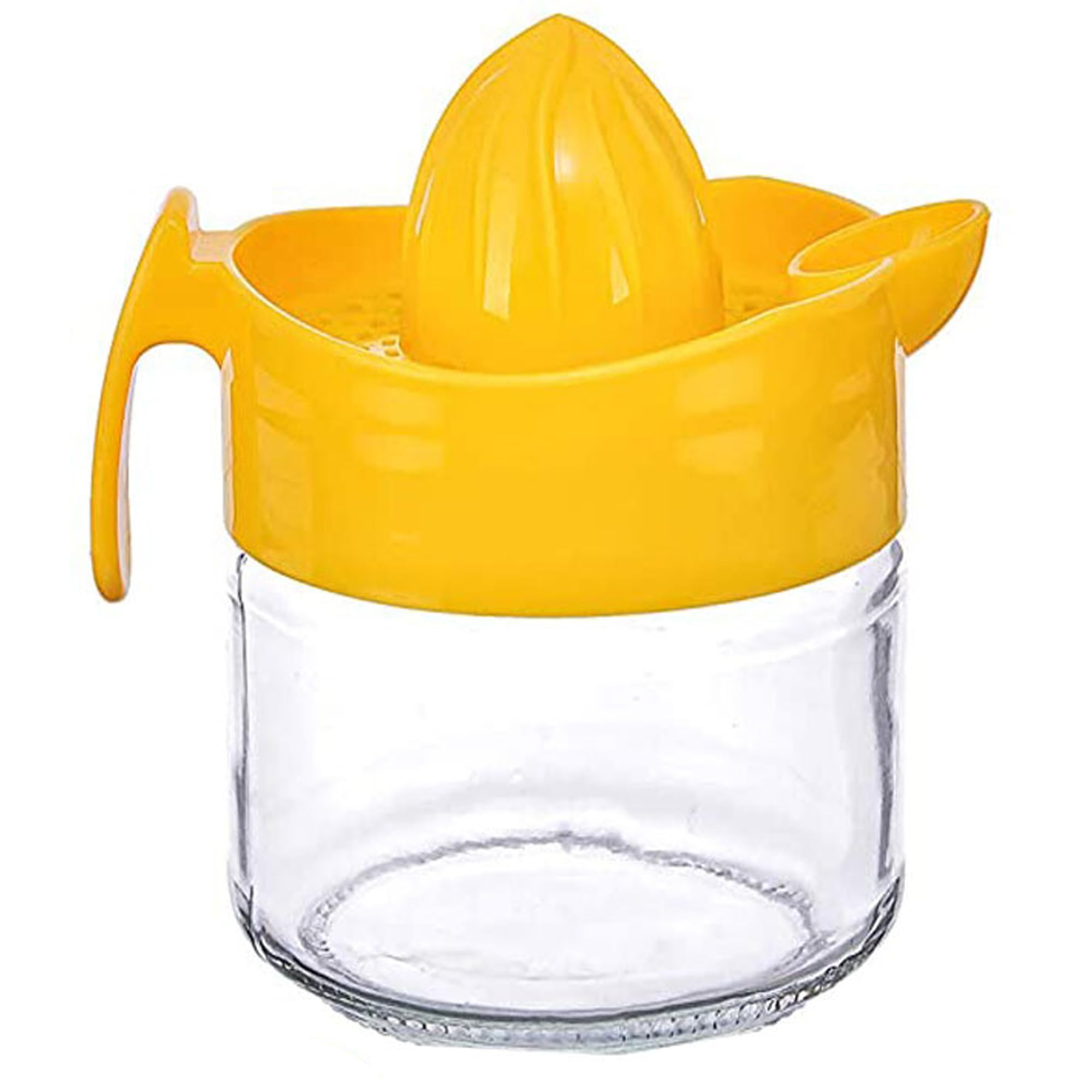 Promosyonca Cam Narenciye Sıkacağı, Plastik Başlıklı, 425ml Kapasiteli (Sarı)
