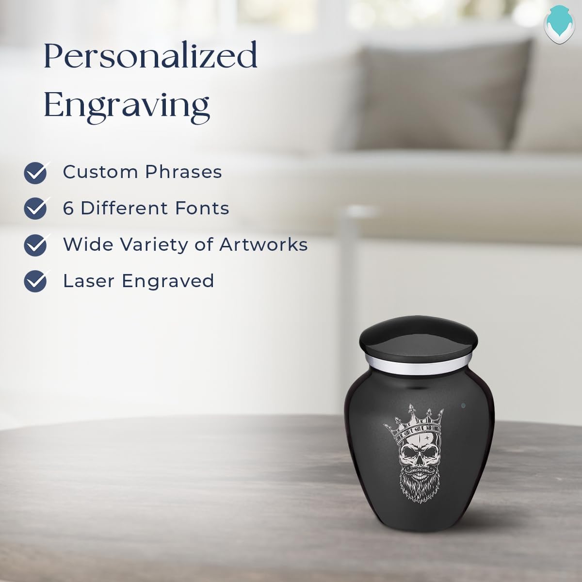 Geturns Embrace Keepsake Skull Cremation Urns for Human Ashes I Charcoal Funeral Urn for Men and Women I 3.5 lbs