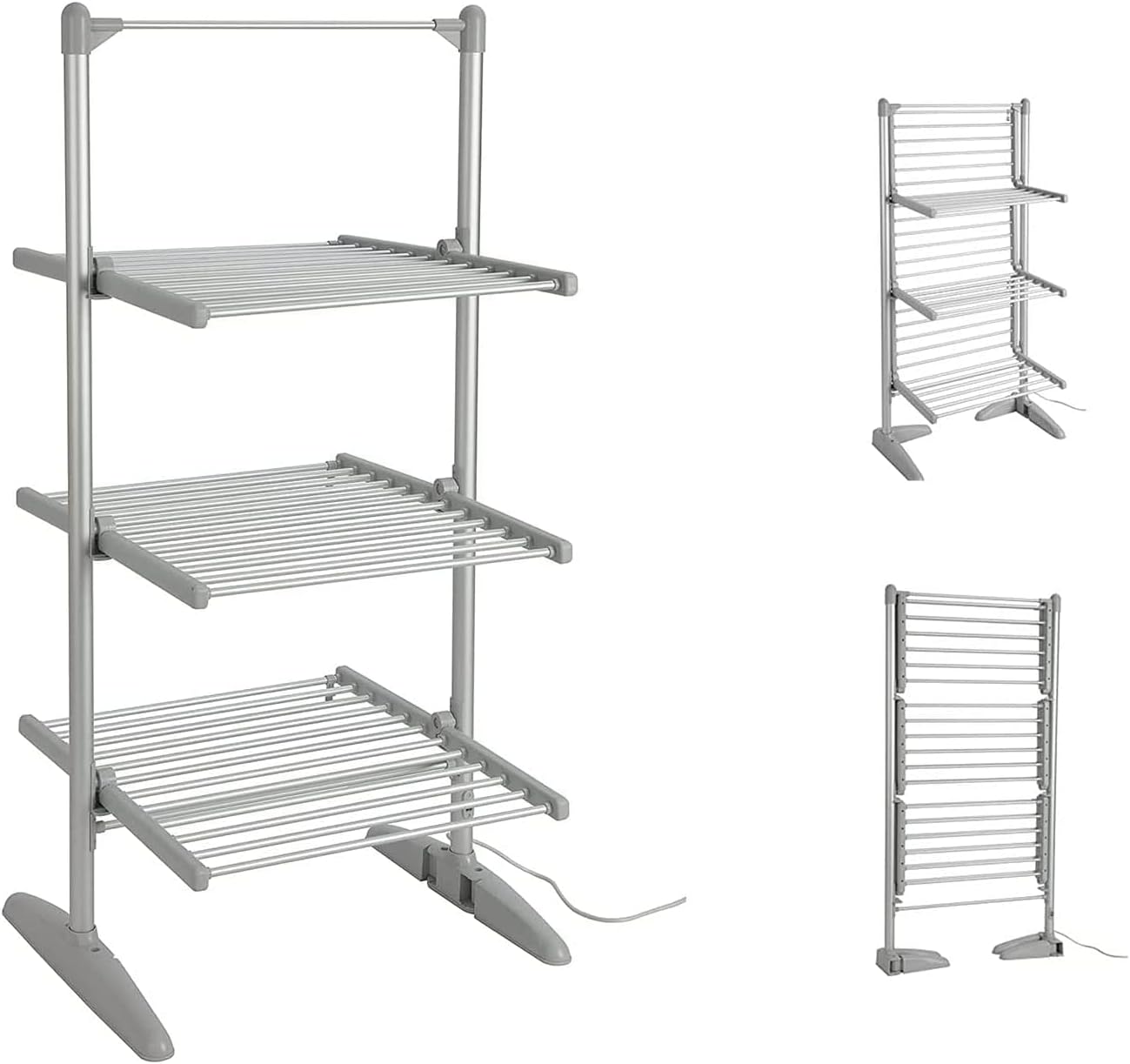 DWD Electric Heated 300w Clothes Airer 3-Tier Foldaway Indoor Rack ...