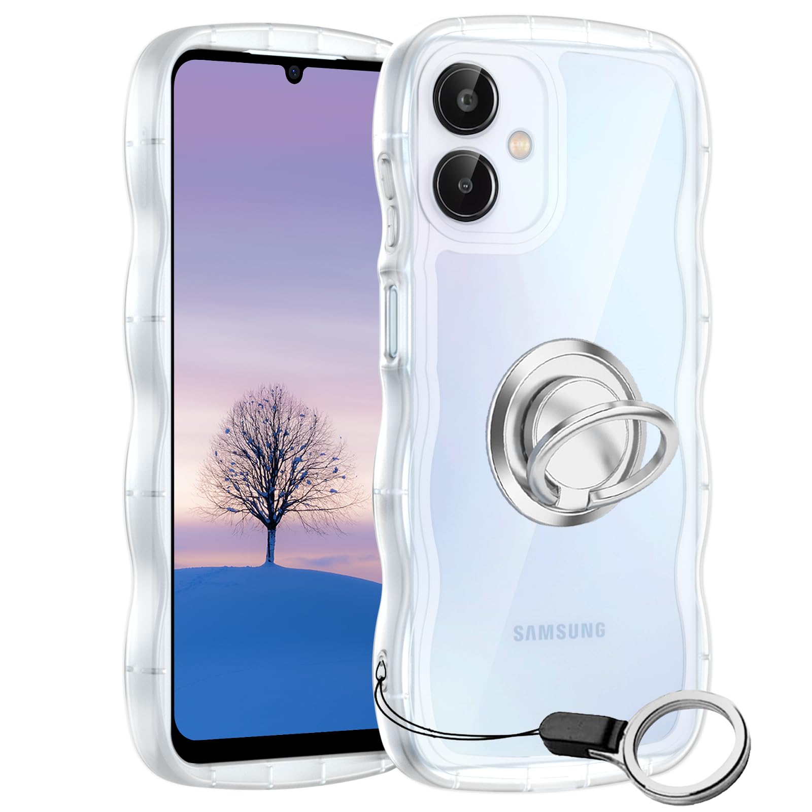 Amazon.co.jp: Galaxy A25 5G ケース クリア ウェーブ リング付き TPU