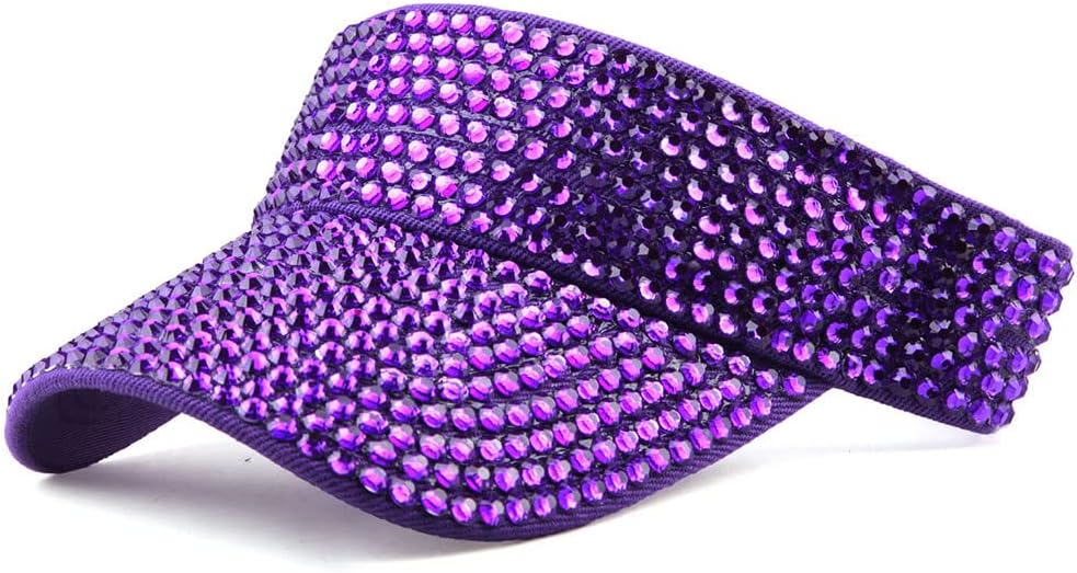 Gudessly Shiny Rhinestones Sport Sun Visor Adjustable Summer Cap Visor Caps for Women Men
