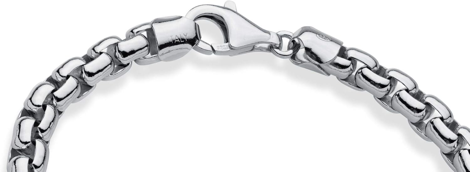 Miabella Solid 925 Sterling Silver Italian 6.5mm Square Rolo Link Round Box Chain Bracelet for Men, Made in Italy - Image 3