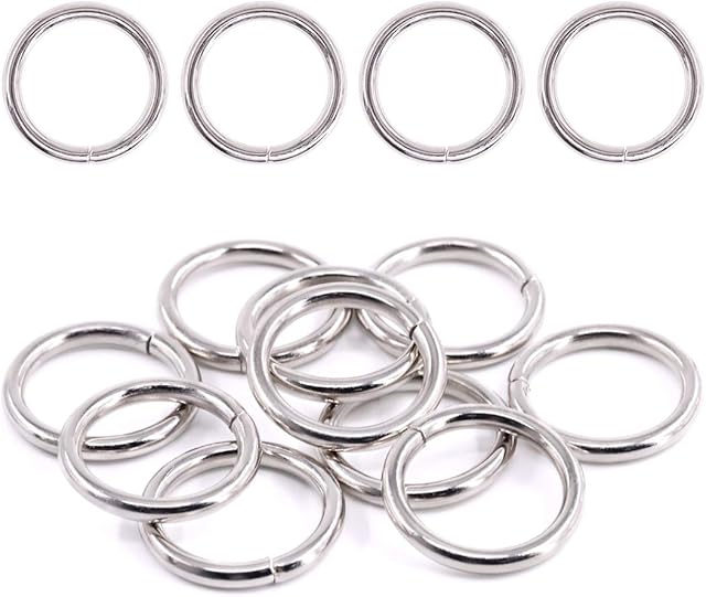Swpeet 60Pcs 1 Inch / 25mm Heavy Duty Multi-Purpose Metal O Ring Metal Rings for Hardware Bags Ring Hand DIY Accessories Keychains Belts and Dog Leas (Metal O Rings, Sliver)