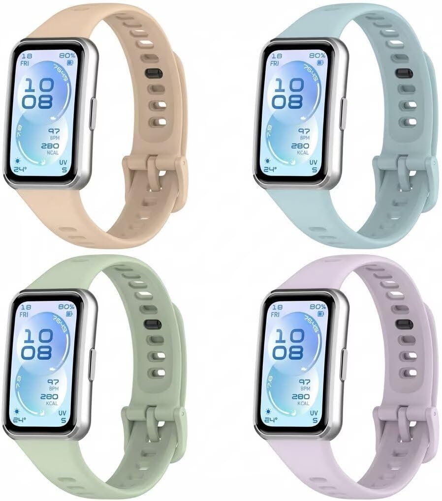 4 Pack Replacement Bands Compatible with Huawei Band 11/Band 11 Pro,Soft Silicone Sport Watch Band Strap Bracelet for Women Men