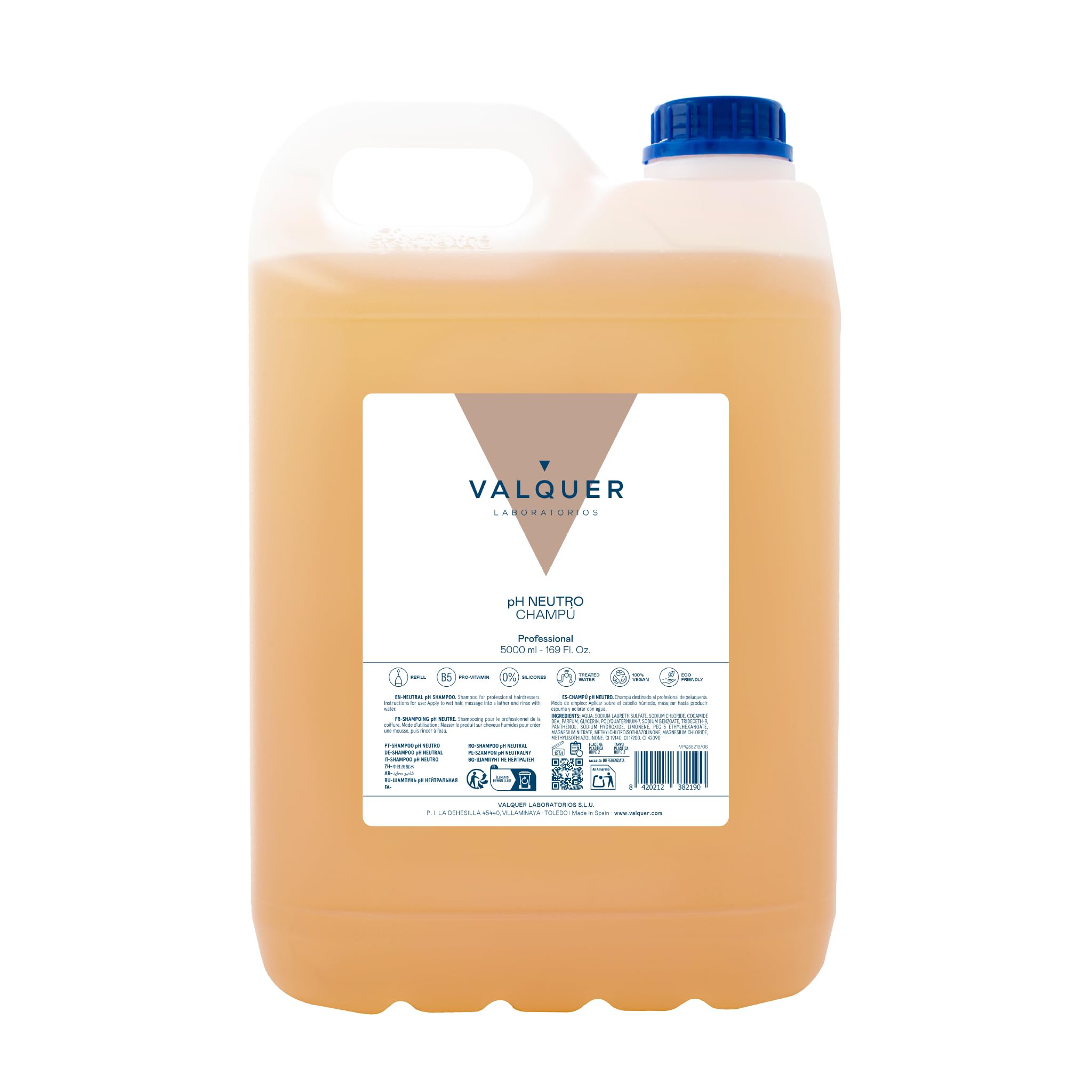 Valquer Professional Shampoo pH Neutral Revitalising with Shine and Pro-Vitamin B5 Hair Salon Shampoo - 5000 ml