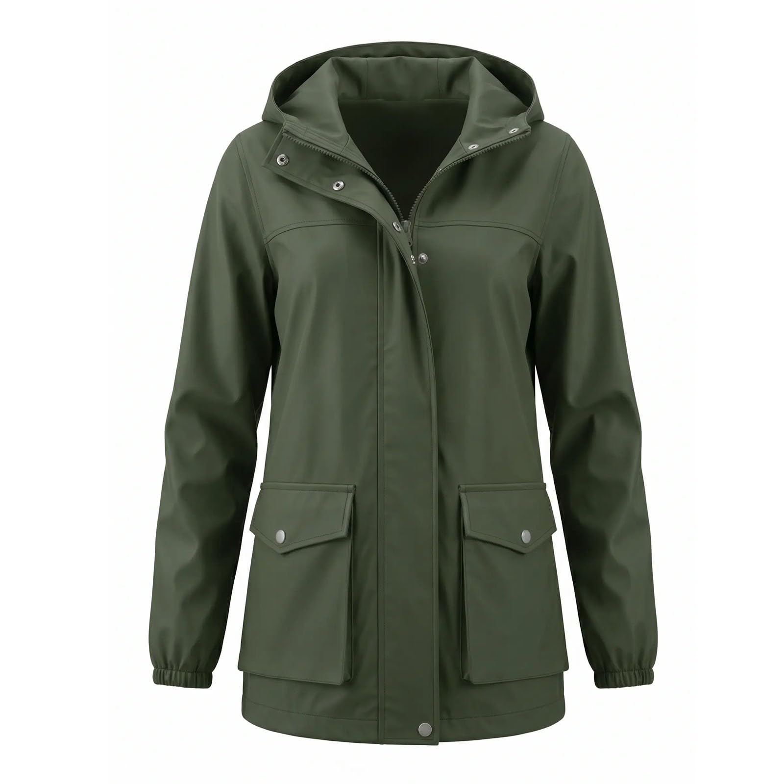 Generisch Chubasquero para mujer, resistente al agua, chaqueta transpirable, cortavientos, para senderismo, chaqueta de lluvia, chaqueta de entretiempo, poncho de lluvia, chaqueta funcional monocolor