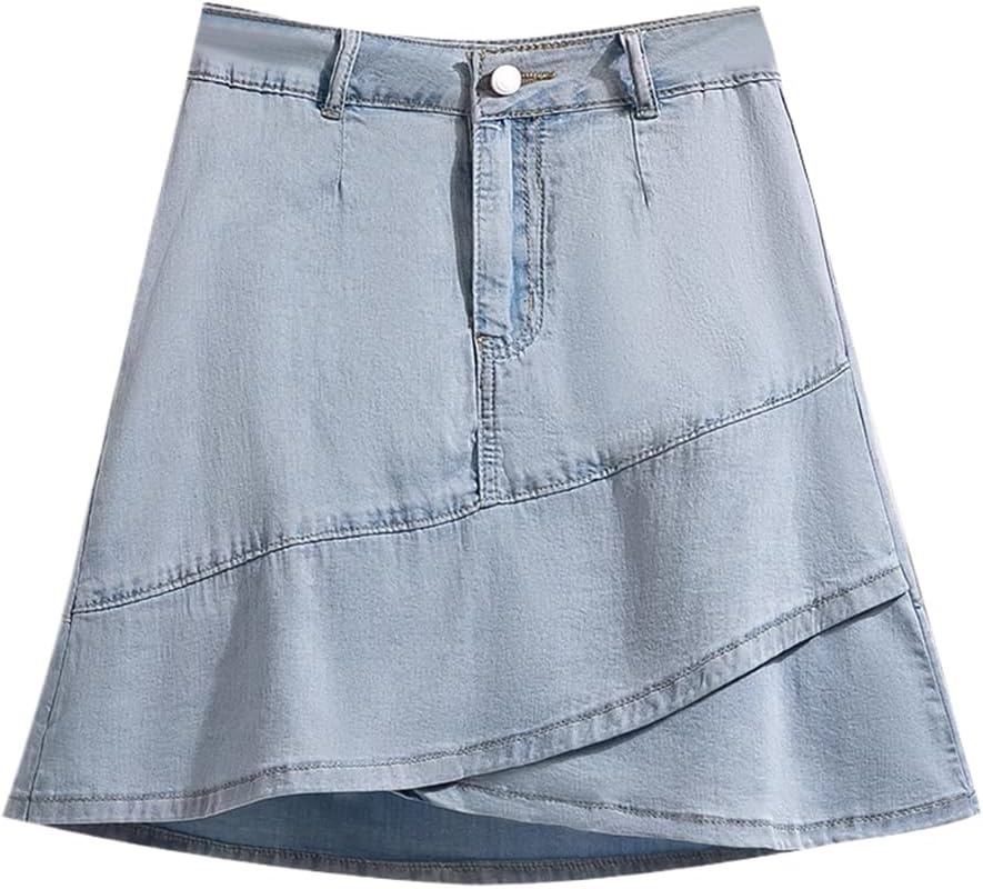 LIXINGHEITANG Summer Design Tennis Denim Short Skirt for Women Korean of Them Look Slim and Fat