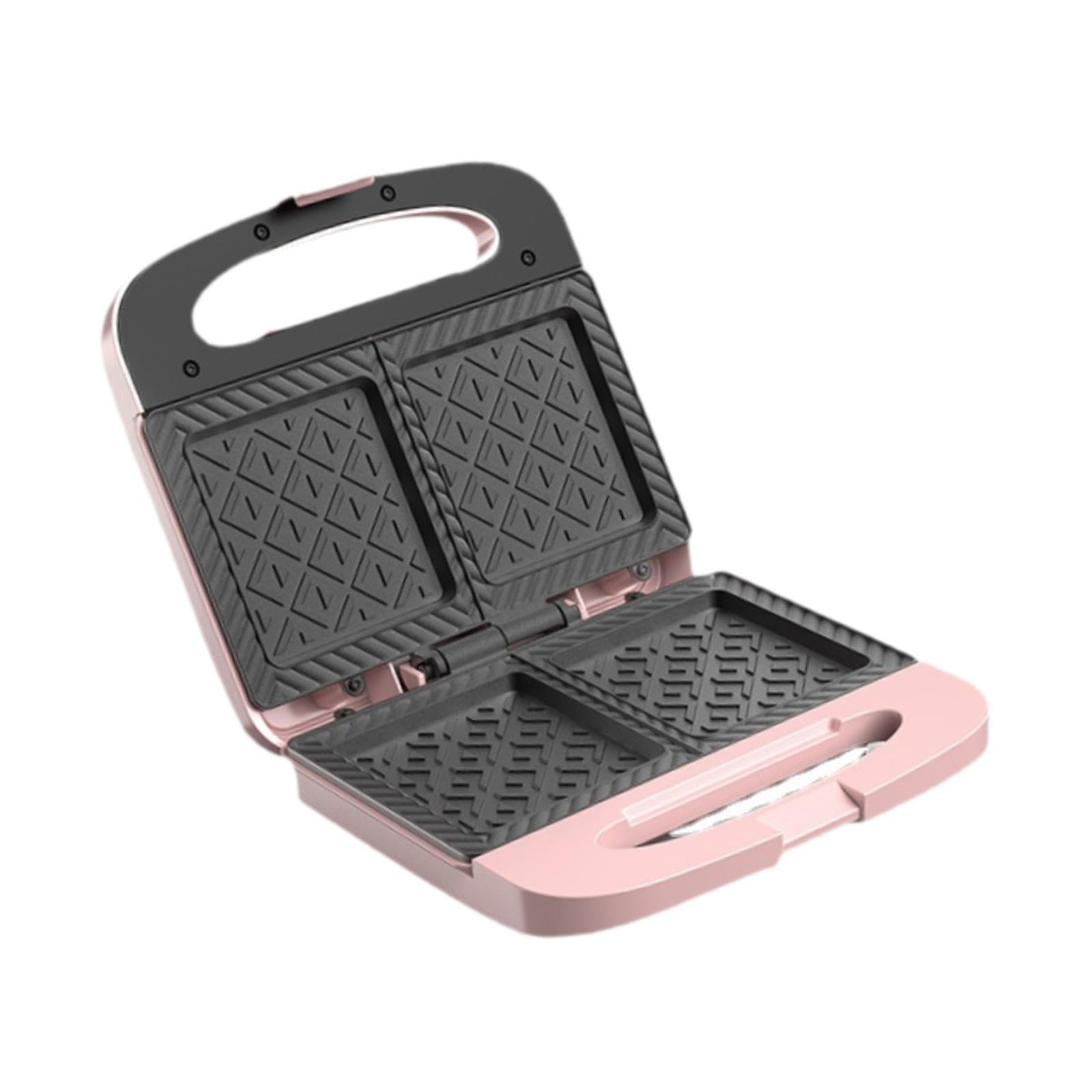 Tostapane per Sandwich Macchina per La Colazione Griglia Elettrica Piastra per Panini Portatile E Compatto con Maniglia Ergonomica Adatto per Viaggi E, Rosa