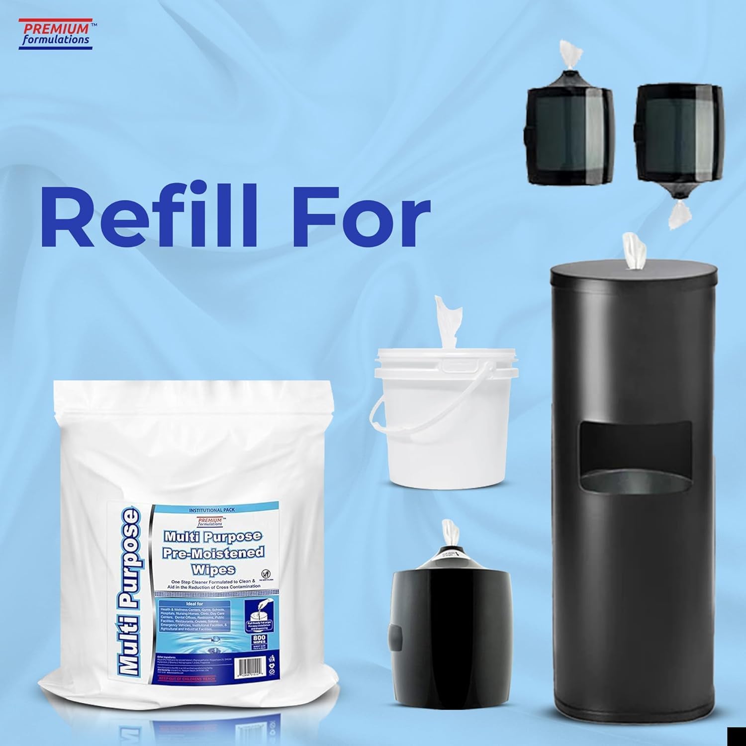 Wet Wipes Bulk - 4 x 800 Count Refill Bags (3200 Commercial Disposable Wipes) Value Pack - For Upward Pull Dispenser Ideal For Public Use