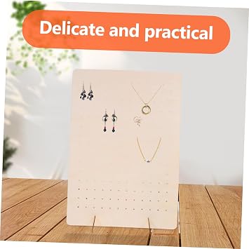 Portable Wooden Jewelry Display Pegboard Stand for Earring Necklace Showcase