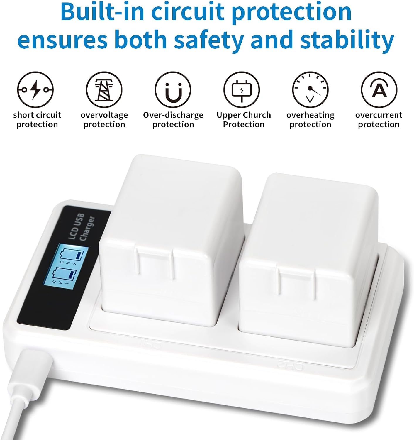 2-Pack Rechargeable Batteries with Charging Station for Arlo Pro, Pro 2, Go, and Security Cameras – High-Capacity 7.4V 2440mAh Lithium-Ion Batteries with Advanced Safety Features