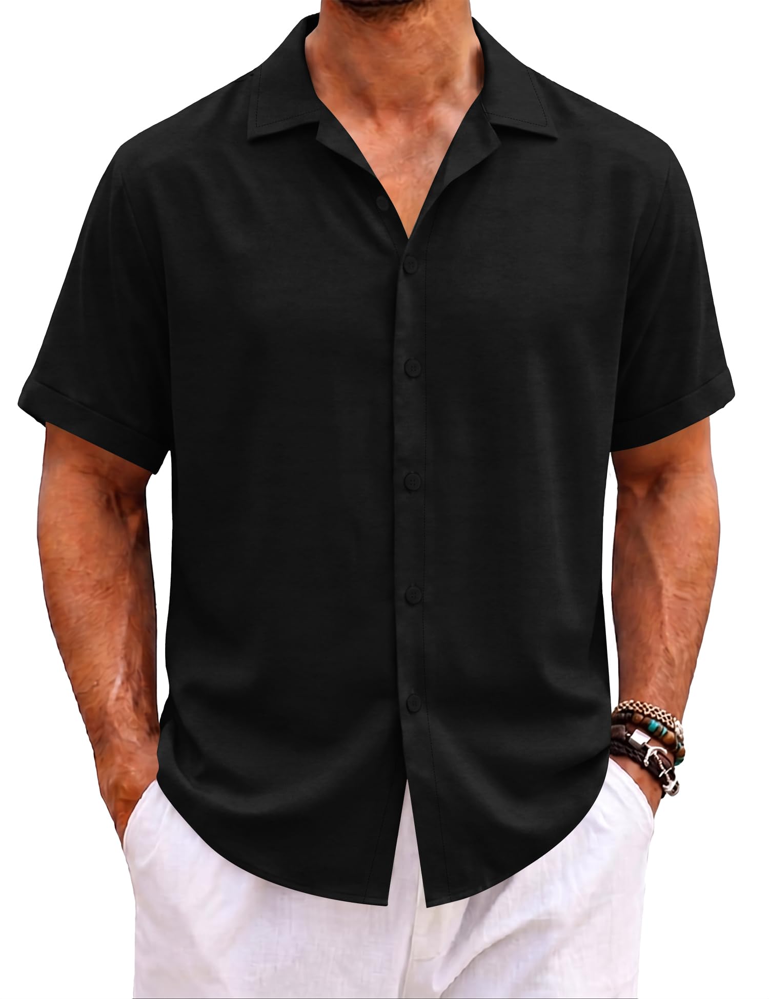 EFFAN Herren Hawaii Hemd Kurzarm Knopfleiste Tropisches Blumenmuster Reguläre Passform Leicht Sommer Strand Urlaub Hemd
