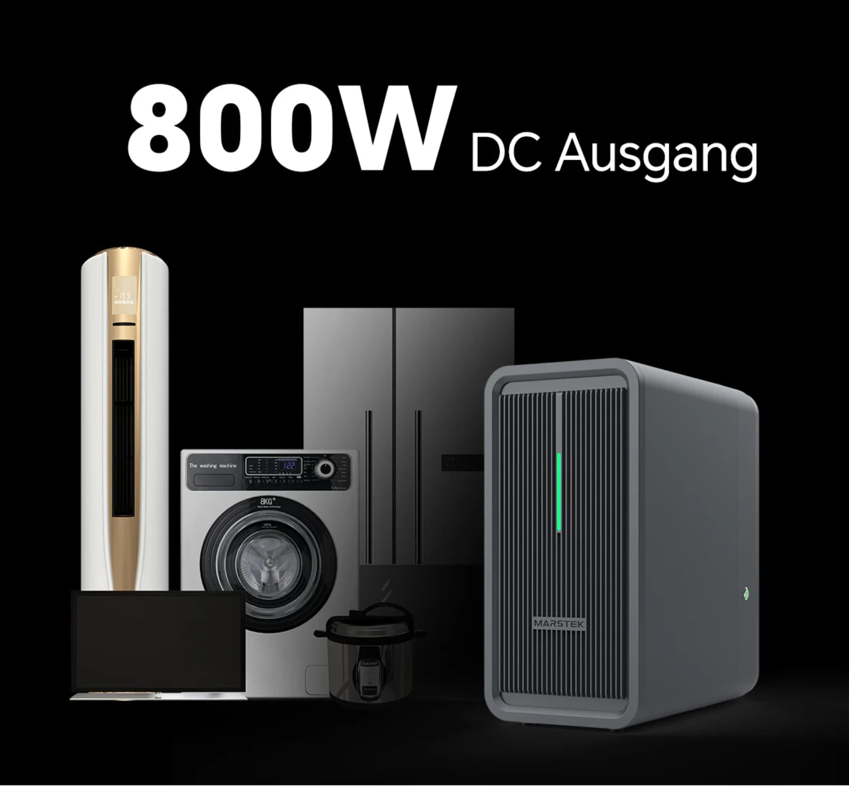 MARSTEK B2500 Balkonkraftwerk mit Speicher 2025 Letzte Upgrade-Version, 1600W Solareingang 2240Wh LiFePO4 Akku 6000 Ladezyklen, Erweiterbar auf 8960Wh, IP65 wasserdicht & staubfest, Einfache Installat