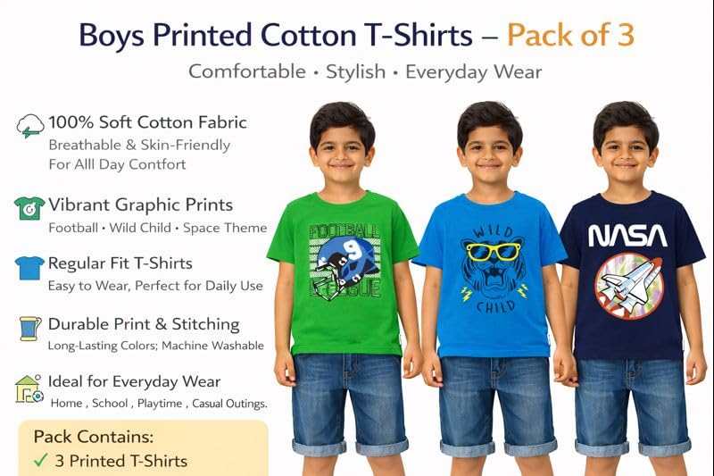 Image of NammaBaby Baby Boys Cotton Regular Fit T-Shirt