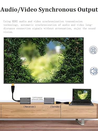 Miniatura 3 de Extensor HDMI sobre Cat5e6 (1 par), HDMI a RJ45 Network HDMI Repeater, compatible con 1080p hasta 30m98ft, para HDTV HDPC PS4 STB