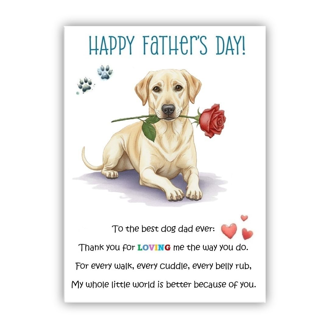 Father’s Day Card From the Dog. Multiple Breeds Available. Cute Fathers Day Pet Card. To The Best Dog Dad Ever (• Labrador Retriever gold)