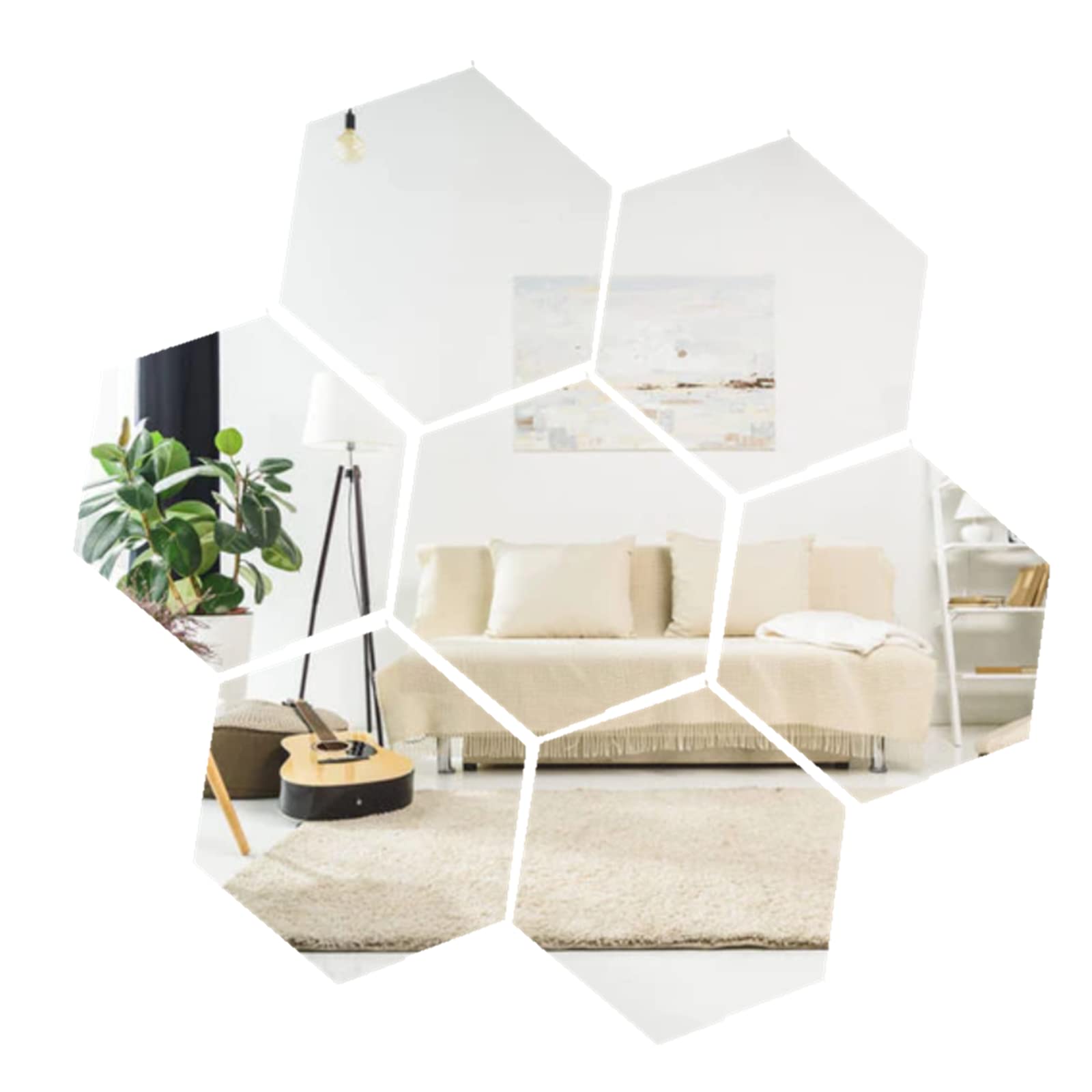 12 Pcs Wall Mirror Sticker, DIY Geometric Acrylic Mirror Tile Self Adhesive Decorative Mirrors Sticker Wall Decal