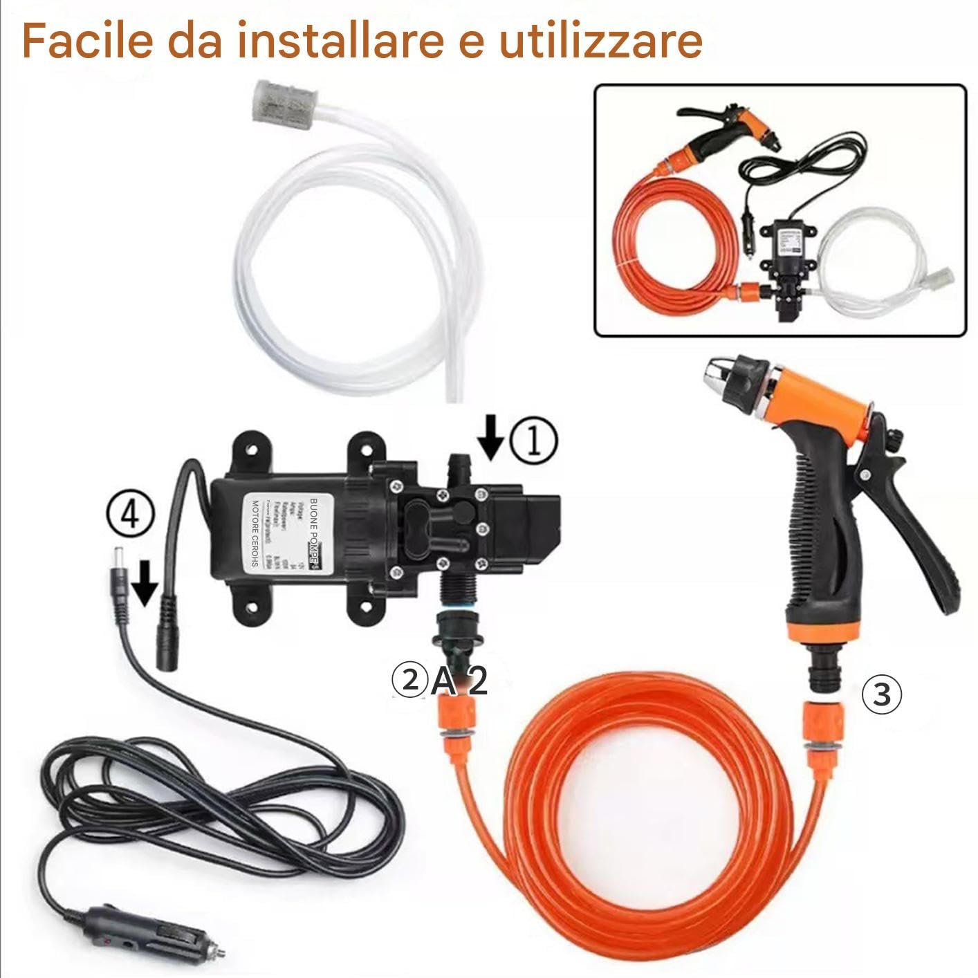 Lavapressione Portatile per Auto Pulitrice Auto Portatile Potente | Macchina Per Pulizia Silenziosa Per Manutenzione Veicoli Con Arresto Automatico per Barche, Pavimenti, Recinzioni, Terrazze,