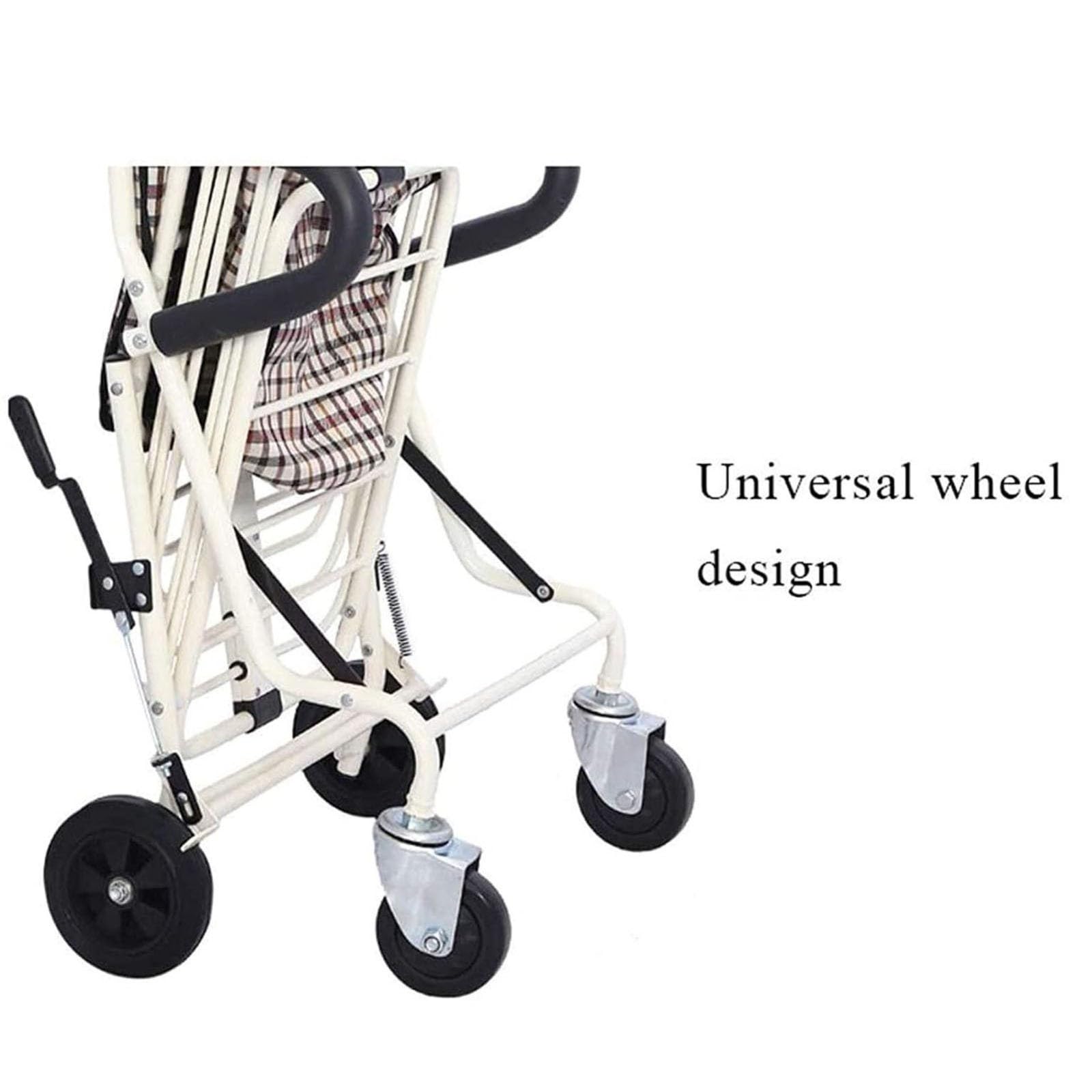 Rollator De 4 Ruedas, Carrito Compra Andador con Asiento Y Frenos Carrito Andador Ancianos Ligero Plegable White
