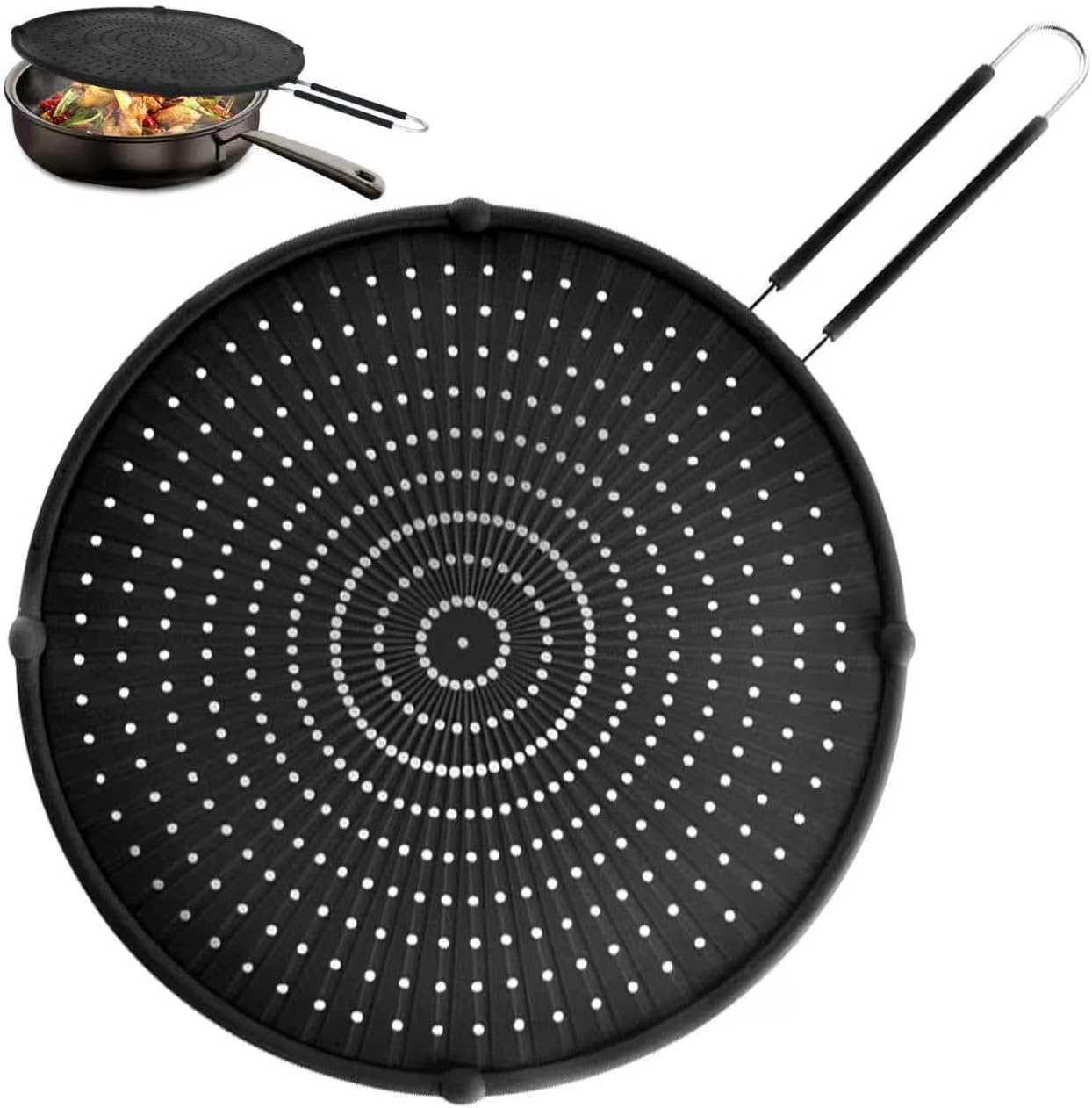 Silicone Splatter Screen for Frying Pan,Grease Splatter Guard,Heat-Resistant Splatter Guards for Cooking,Dishwasher Safe (9.8", 11.4", 13")