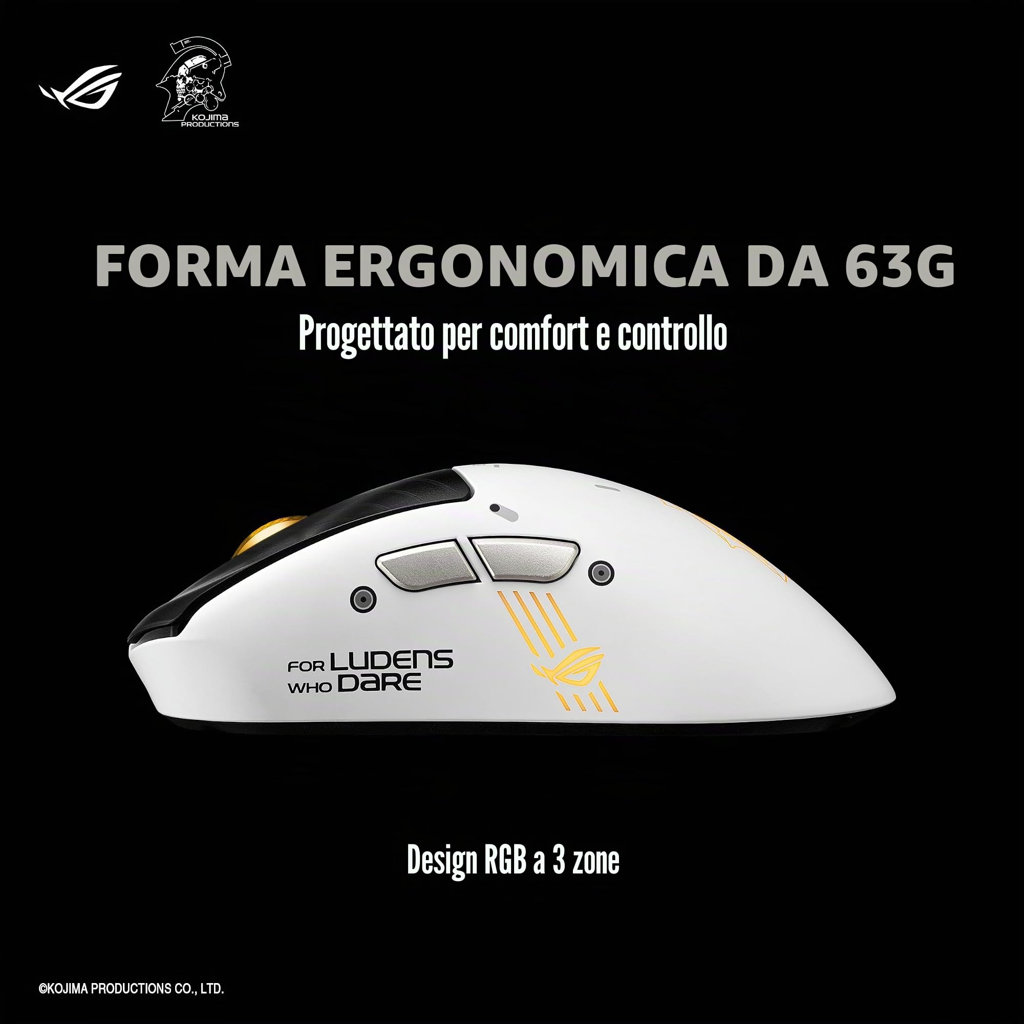 Asus Rog Keris Ii OrigiN-Kjp Mouse Gaming Mano Destra Rf Wireless + Bluetooth + Usb TypE-A Ottico 42000 Dpi (asus Rog Keris Ii Origin Kojima Edition