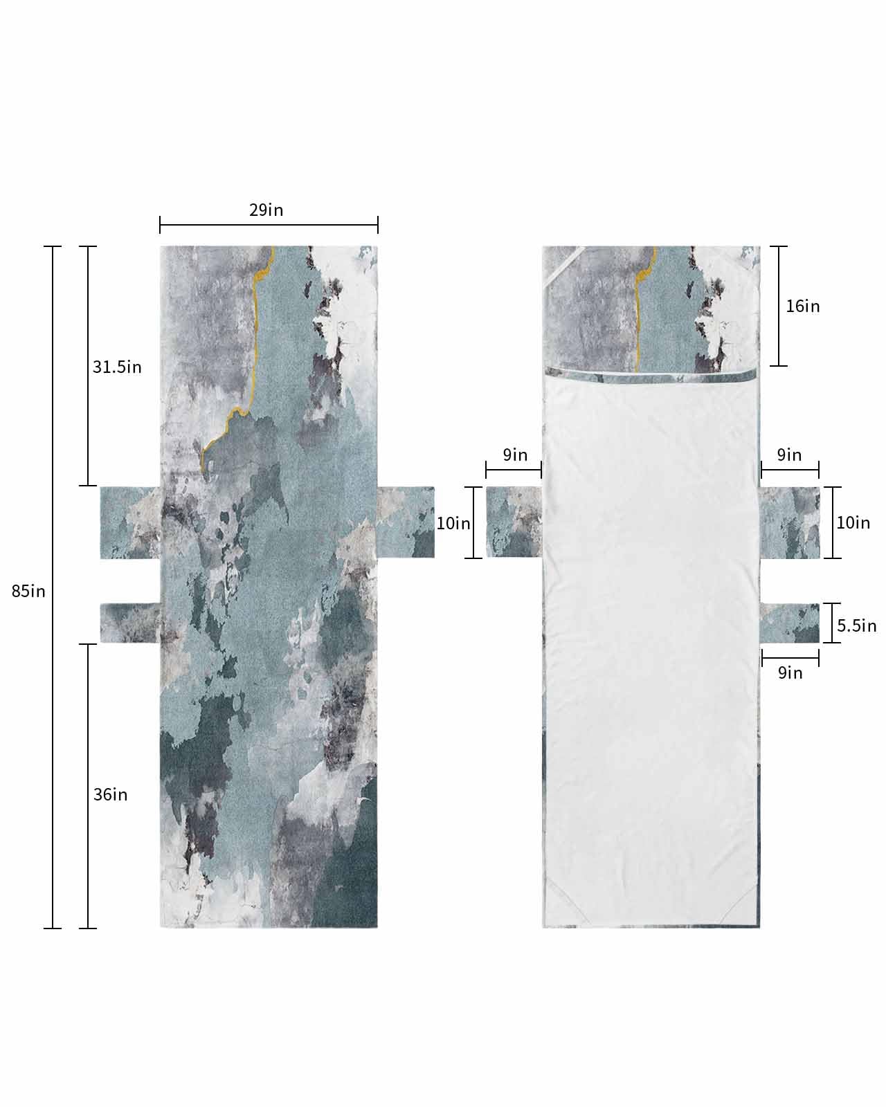 Ombre Grey Teal Beach Pool Patio Lounge Chaise Chair Cover Towel With Pockets,Absorbent & Quick Dry Microfiber Towel Cover Bag Summer Travel Accessories for Sunbathing Modern Art Abstract Ink Painting