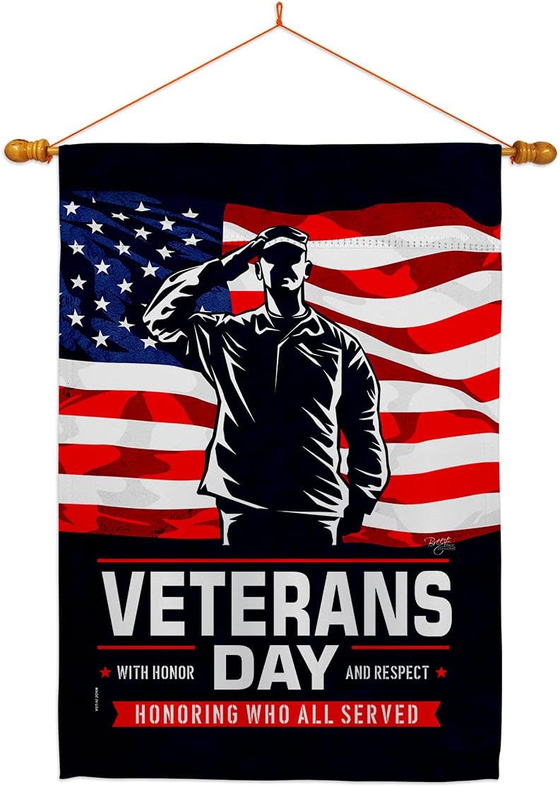 Breeze Decor Honor House Flag Dowel Set Armed Forces Day All Branches Support United State American Military Veteran Decoration Banner Small Garden Yard Gift Double-Sided, Made in USA