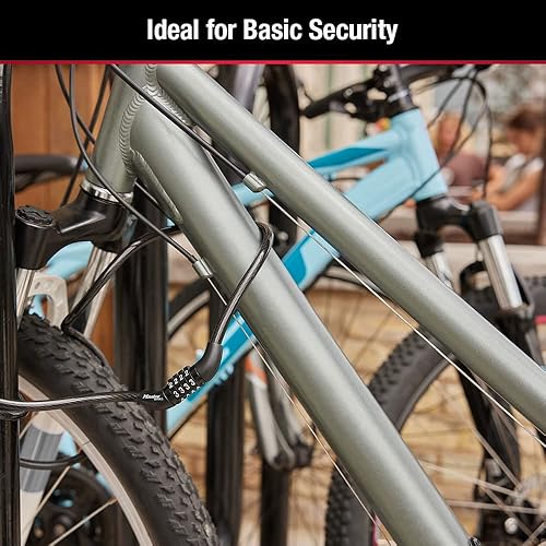 Miniatura 2 de Master Lock Cerradura de bicicleta con combinación preestablecida negra, bloqueo de cable de metal con revestimiento de vinilo resistente a la