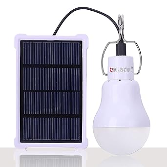 KK.BOL Solar Lamp Portable LED Light Bulb Solar Panel Powered Rechargeable Lantern Lights Lamps for Pet House Shed Barn Indoor Outdoor Emergency Hiking Tent Reading Camping Night Light (1600mAh 150LM)