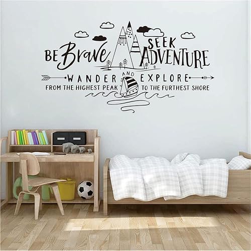 Miniatura 7 de Adventure Awaits - Calcomanías de pared para habitaciones de niños, calcomanías extraíbles de PVC valientes para guarderías y salas de juegos,