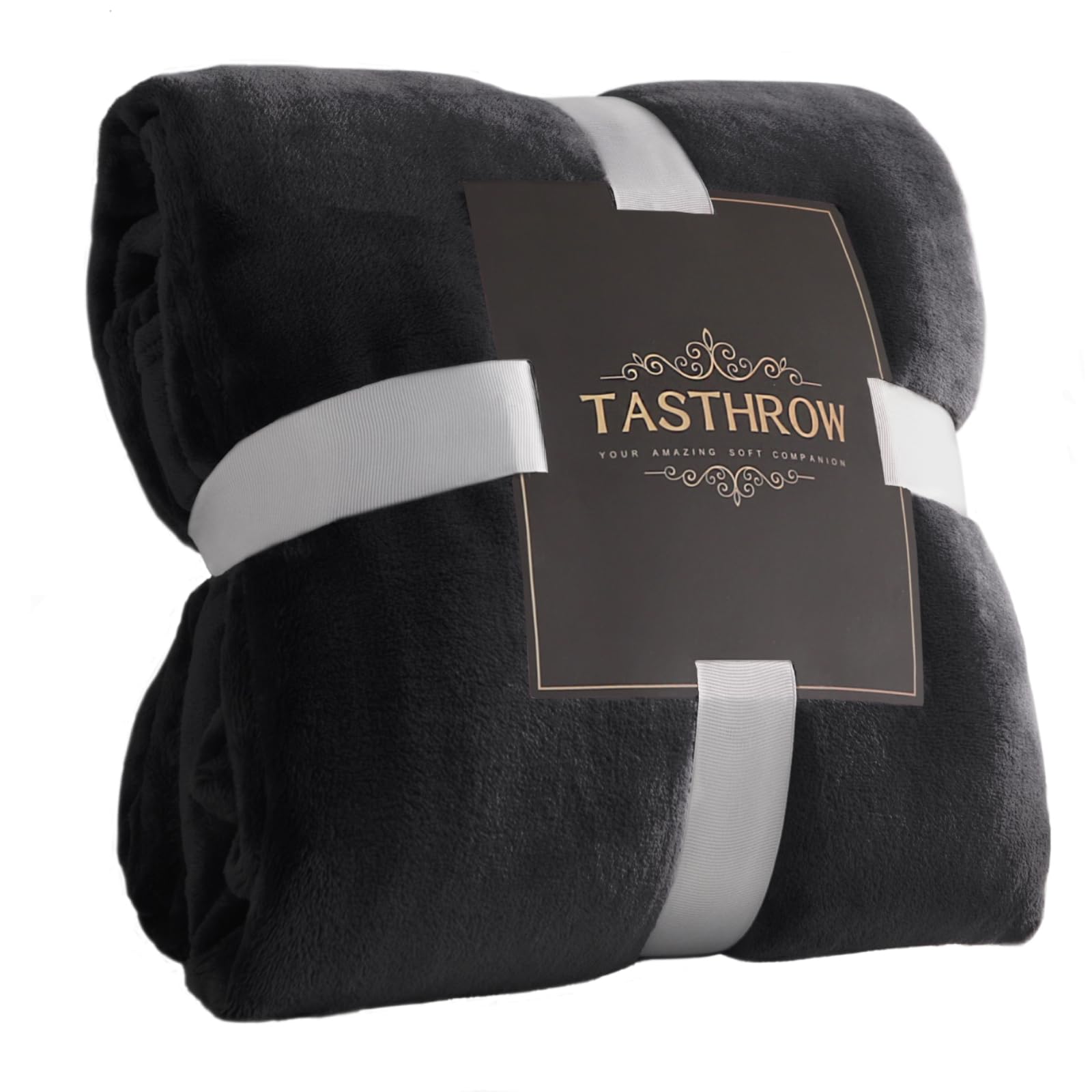 TASTHROW Manta Cama de Microfibre Franela, Suave Manta Manta Polar Franela Ligeras Mantas para Cama de Reversible (Negro, 130x180cm)