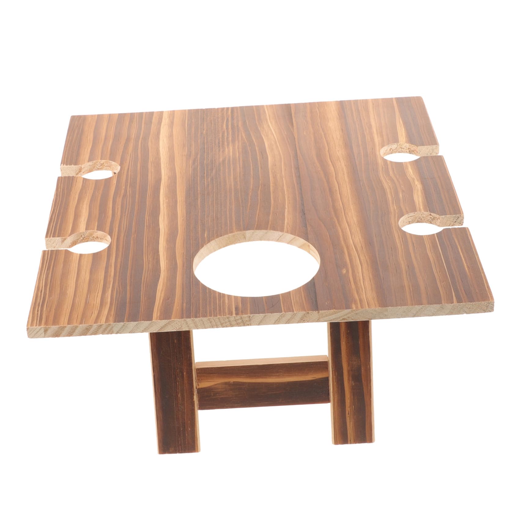 Table pliante en bois compacte avec porte-gobelets intégrés pour pique-nique et plage