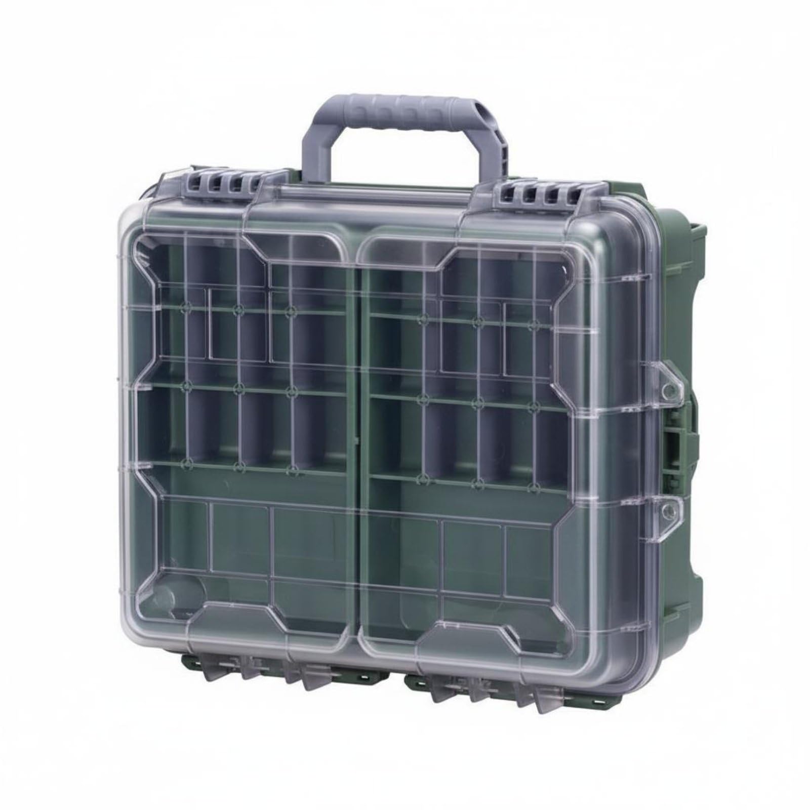 perfk Custodia Impermeabile Pesca Scatola Attrezzatura Portatile Organizer a Scomparti Contenitore Esche Porta Ami Layout Modulare Materiale Robusto Adatta, Verde