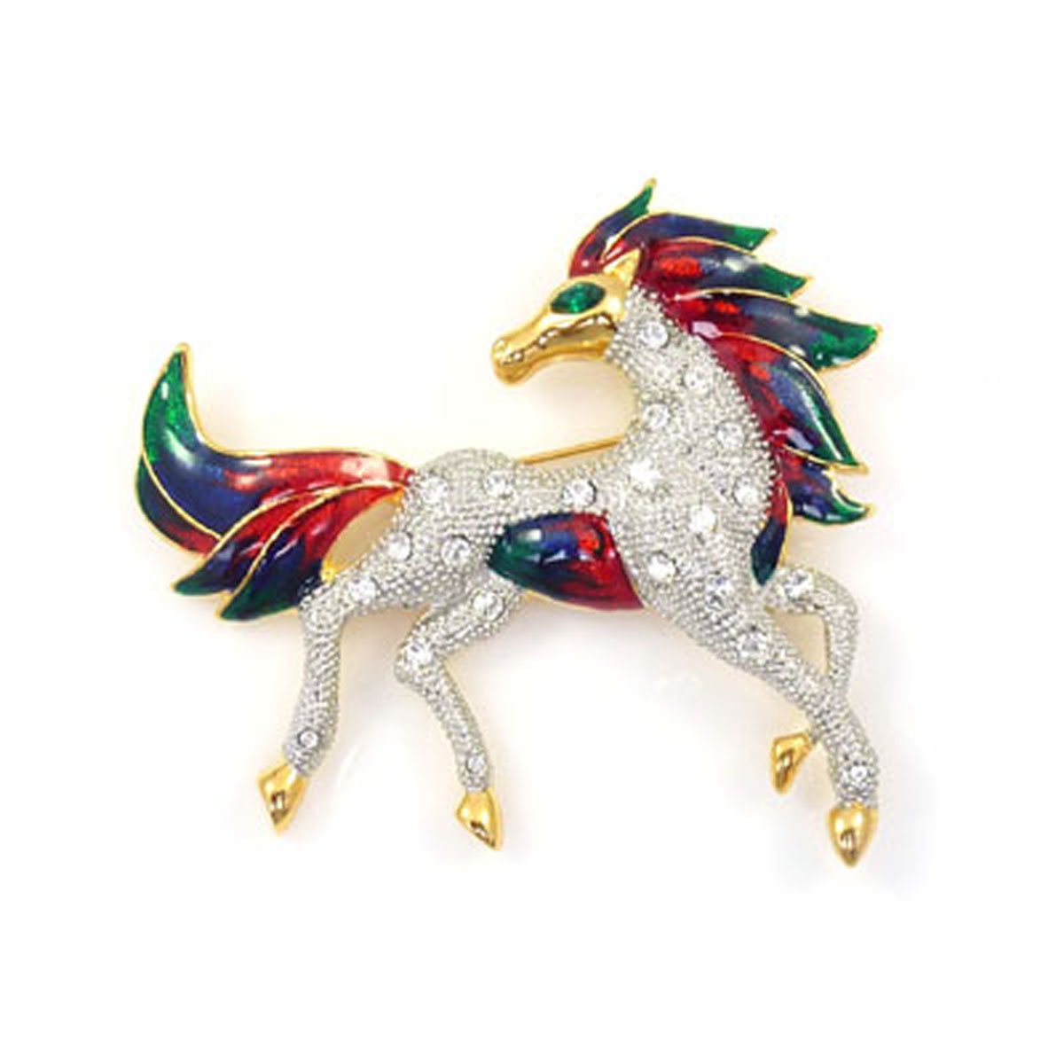 PYNK Jewellery Brooches Store Large Enamel Exotic Multicoloured Horse Brooch