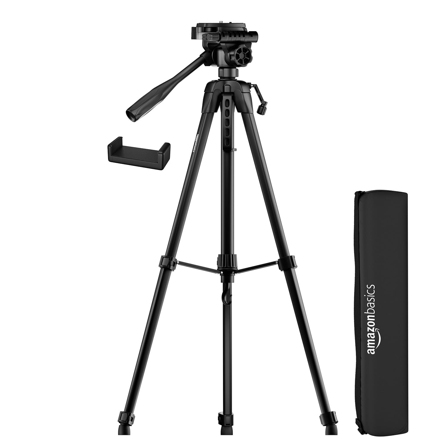 Amazon Basics 67 inch Professional Tripod Stand with Mobile Phone Holder | 360° Rotating Ball Head Extendable Height (61.5-172 cm) | Aluminium Alloy Legs with Flip-Locks | Includes Carry Bag (B0D8153SFP) Amazon Price History, Amazon Price Tracker