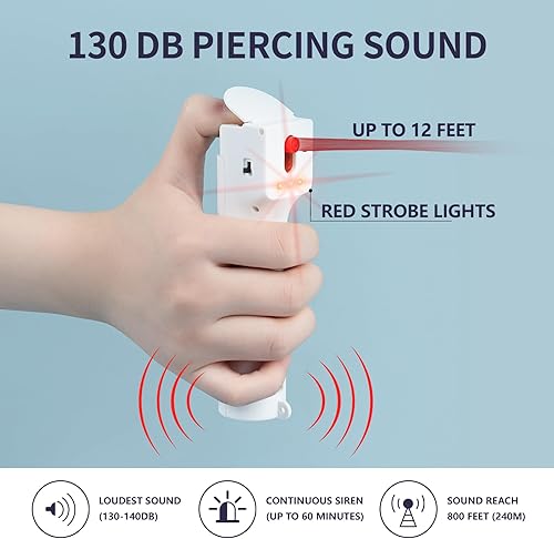 Miniatura 3 de Combo de alarma personal 3 en 1 y espray de pimienta para mujer, gel de pimienta roja Max y sirena extra fuerte y luces estroboscópicas, tapa de