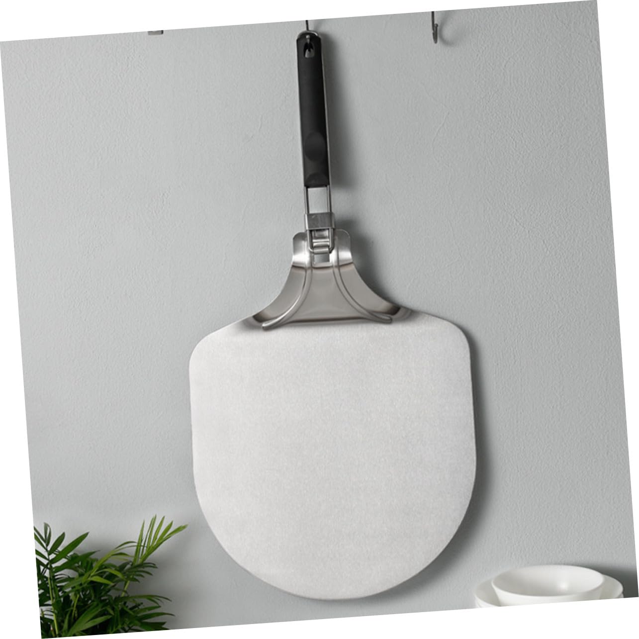 Cabilock Faltbare Pizzaschaufel und Ovaler Form aus Edelstahl 12 Zoll mit Ergonomischem Griff Robustes Backzubehör für Küche und Restaurantgebrauch