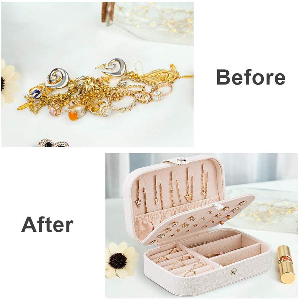 Portagioie Da Viaggio ZOCONE 2 Strati - Piccolo, Compatto, Per Orecchini, Anelli E Collane - Foto 10