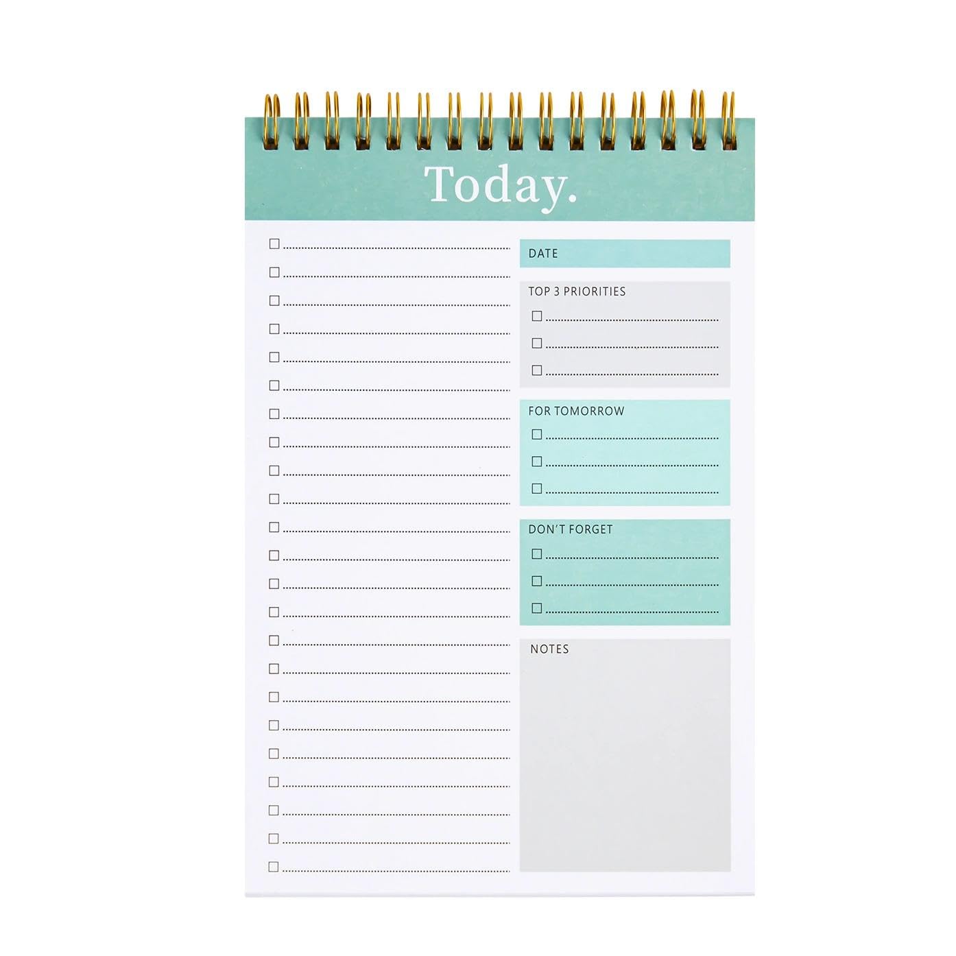 To Do List Coil Notepad - Green To Do List Notebook for Work with 52 Sheets, Undated Daily Planner Notepad for Home Office School Supplies