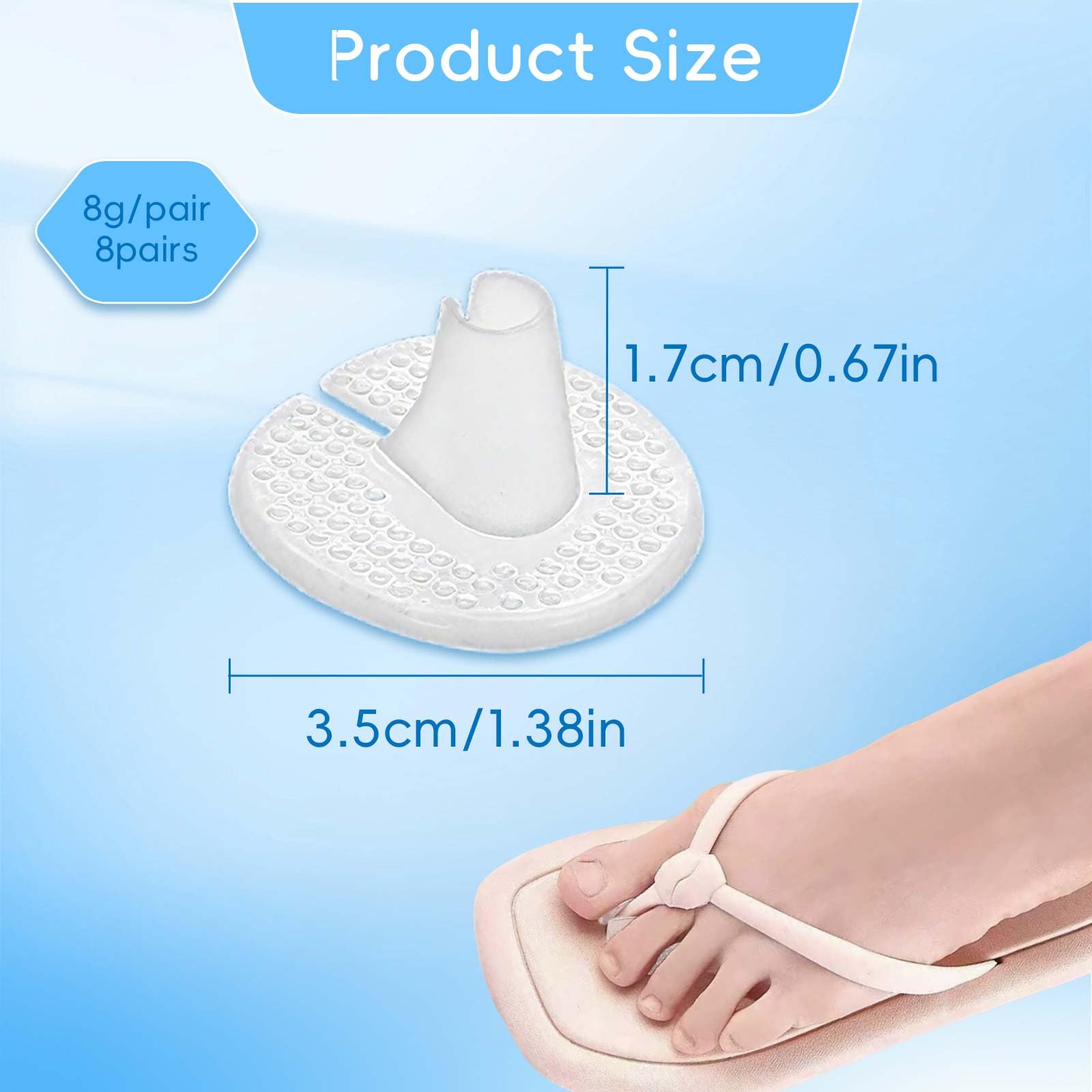 Protectores de Dedos pies 8 Unidades Protectores Transparentes para Chanclas 35mm Accesorios PU Antideslizantes y antirozaduras Uso Diario Vacaciones Verano