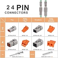 Vista 2 de JRready ST6139 Kit de conectores DTP de 2 4 pines, conectores eléctricos grises impermeables IP67 con enchufe con terminales sólidos y enchufes