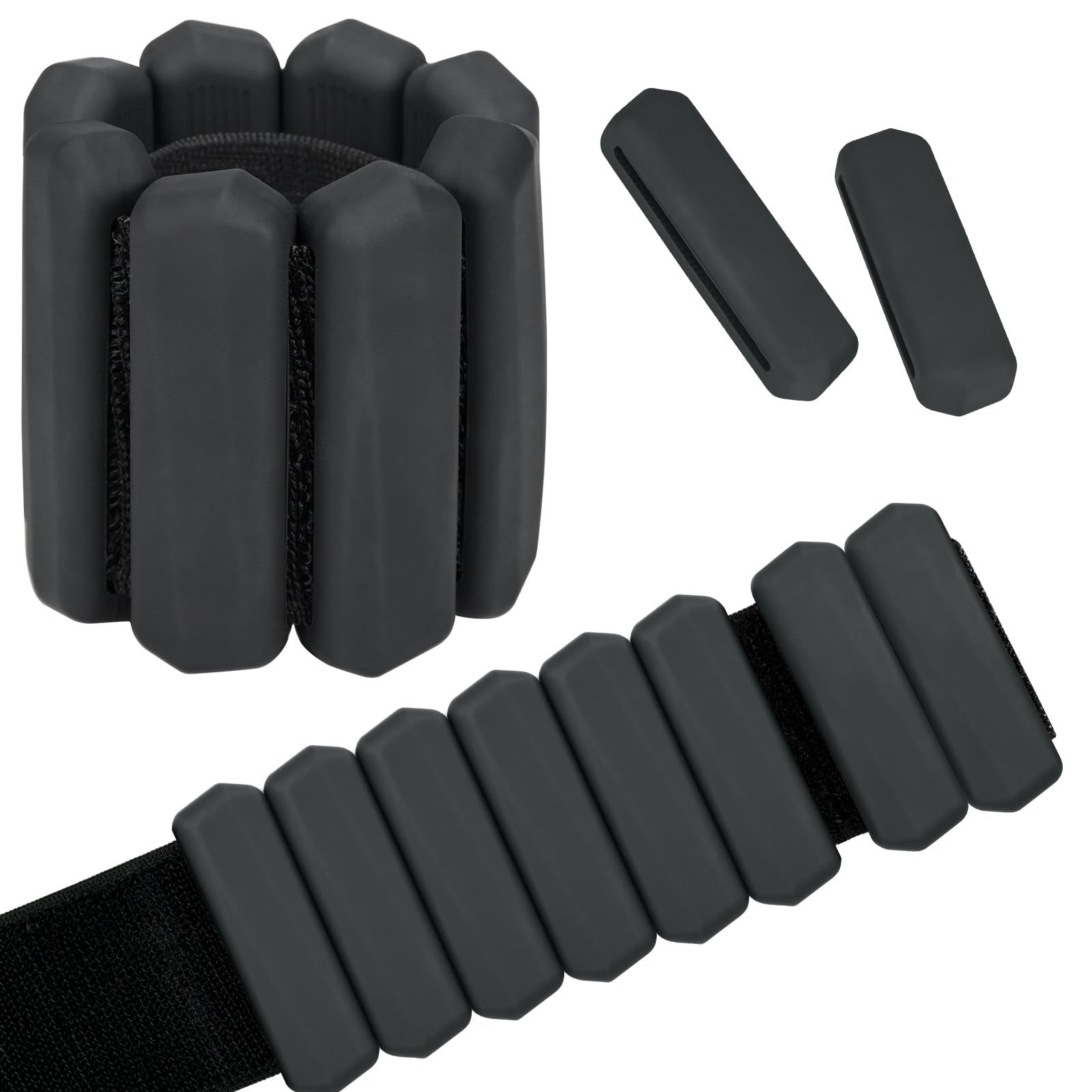 Set di 2 pesi da polso per caviglia, pesi regolabili, in silicone, per corsa, jogging, ginnastica, fitness, movimento