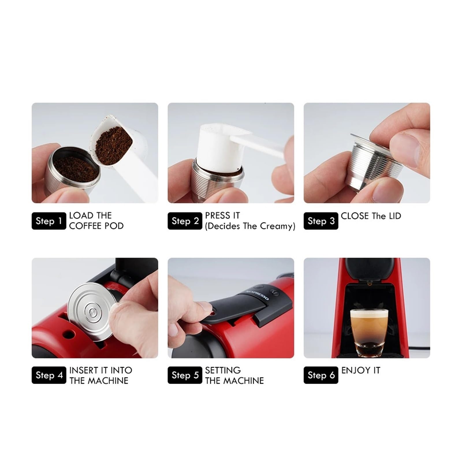 Compatible Con Nespresso, Compatible Con Mini, Cafetera C30 D30, Filtros De Cápsulas De Café Reutilizables De Acero Espresso(2 capsule)