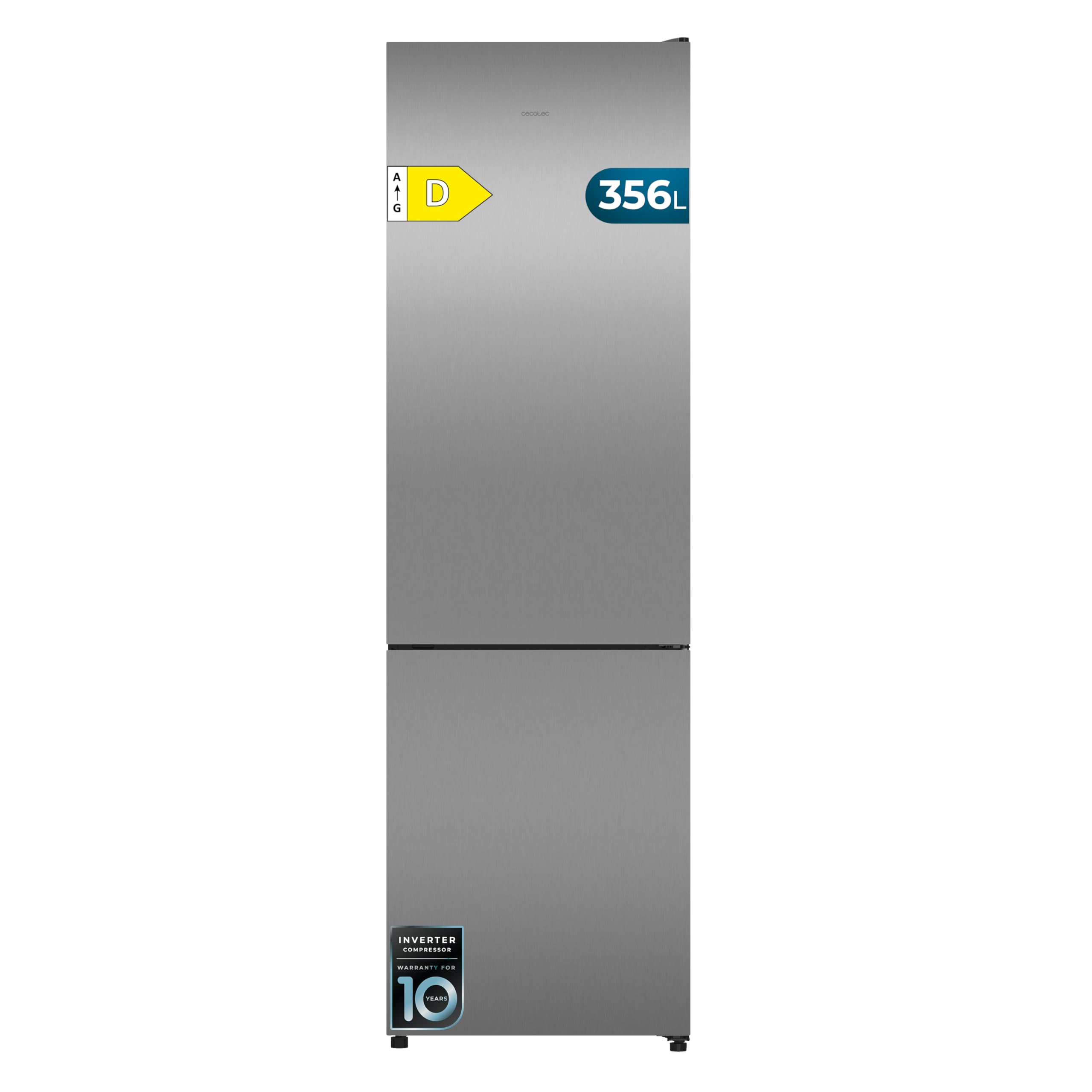Cecotec Frigorífico Combi 356L Total NoFrost Bolero CoolMarket Combi 356i Inox D. Alto 200cm, Ancho 59,5cm, Fast Freezing, FreshnessFlex HUB, HumidityFlex HUB, Luz LED y Display Interior
