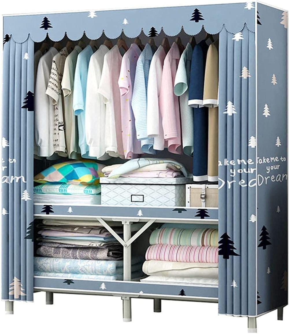 Armario de metal dormitorio con perchero de ropa plegable portátil y colgante G
