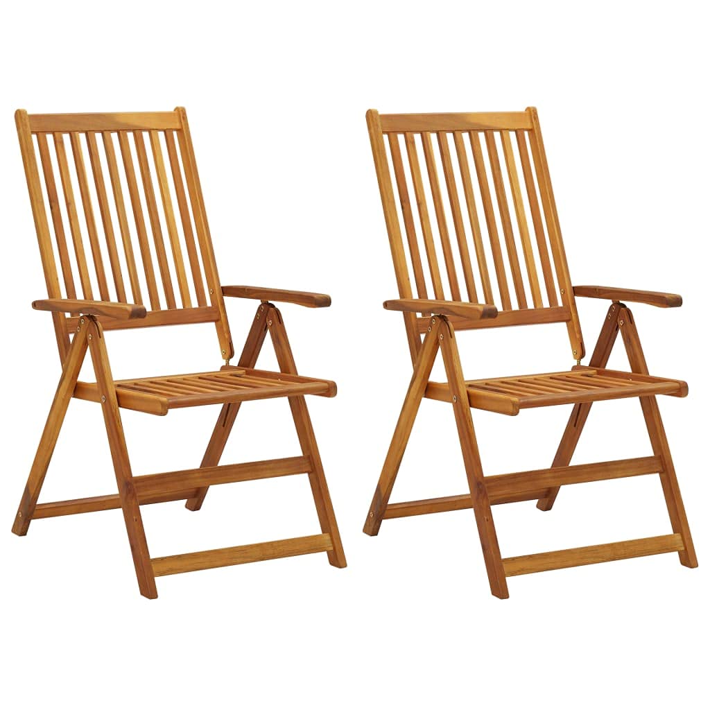 vidaXL 2X Madera Maciza Acacia Sillas de Jardín Reclinables Cojines Plegables Sillón Terraza Exterior Balcón Patio Asiento Butaca Muebles Mobiliario