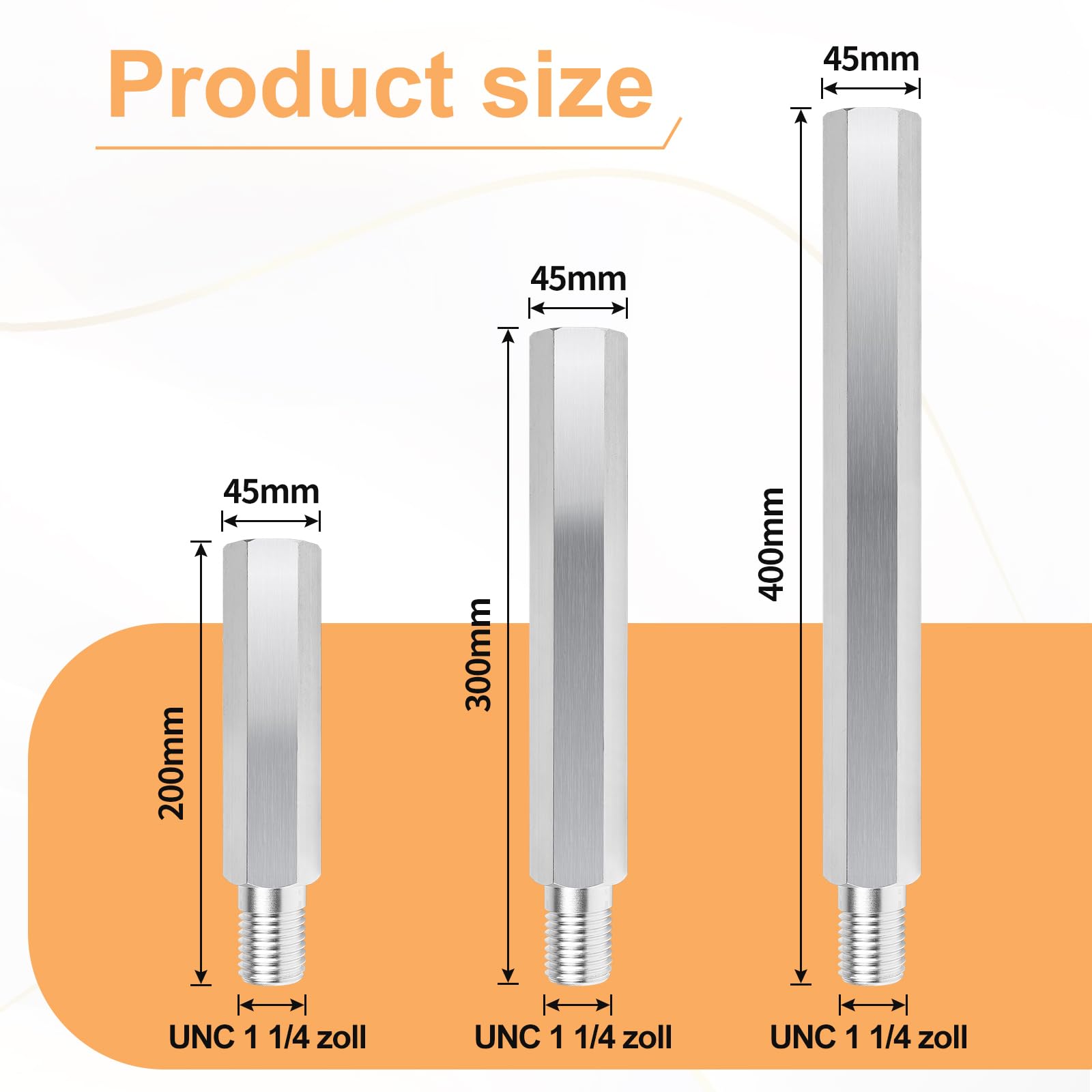 CPROSP Estensione per Corona Diamantata, Prolunga per Carotatrice Lega di Alluminio 1 1/4 UNC 300 mm, Prolunghe per Trapano 1 1/4, Lunghezza Della Filettatura 250 mm