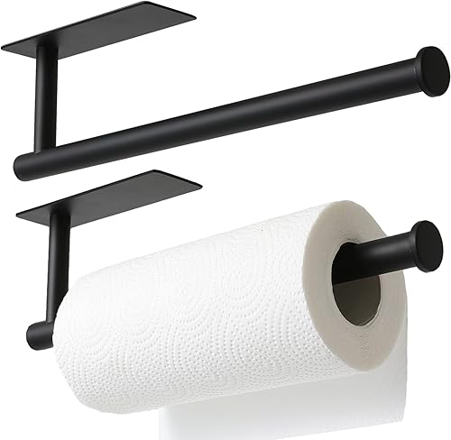 theaoo Paquete de 2 soportes para toallas de papel, soporte para toallas de papel para debajo del gabinete para cocina, toallero de papel adhesivo